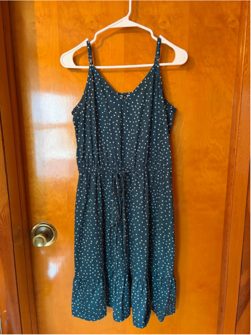 Women's Dark Green Tank Top Polka Dot Dress M